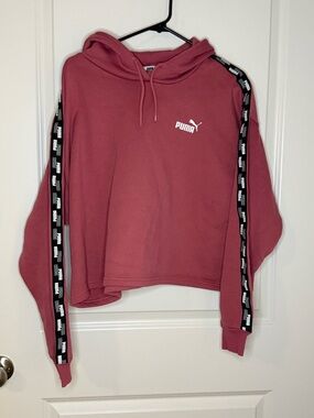 Puma Women's Rose Dust Cropped Hoodie with Logo Tape